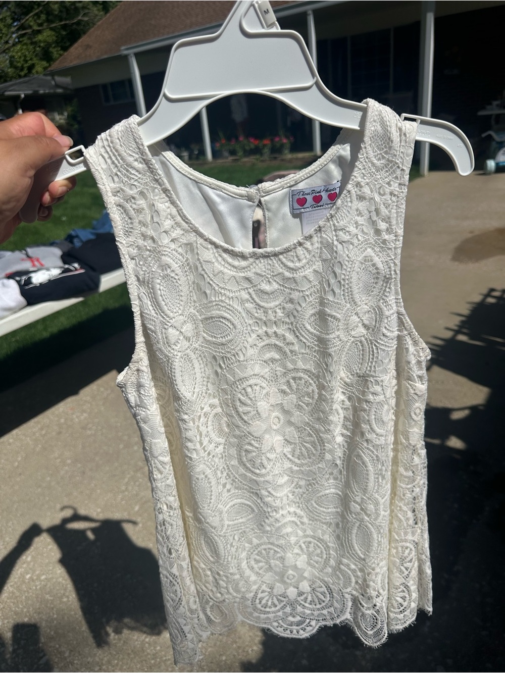 Three Hearts Ivory Lace Tank Top
